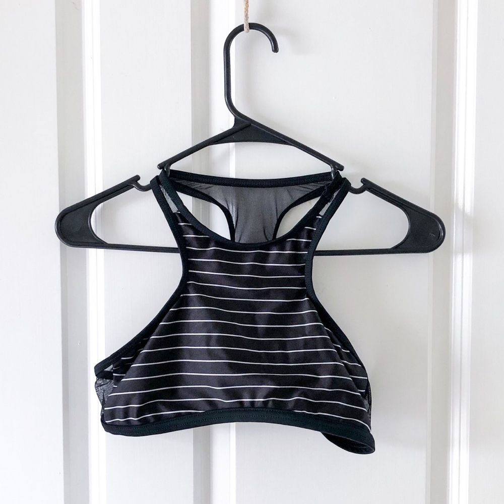 Sensi Graves Black and White Stripe Bikini Top